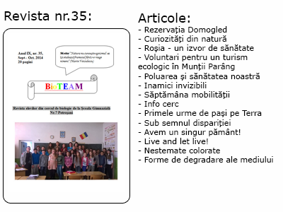 Revista nr. 35 BioTEAM Petroșani