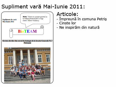Supliment 2011 BioTEAM Petroșani