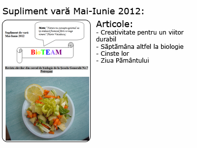Supliment 2012 BioTEAM Petroșani